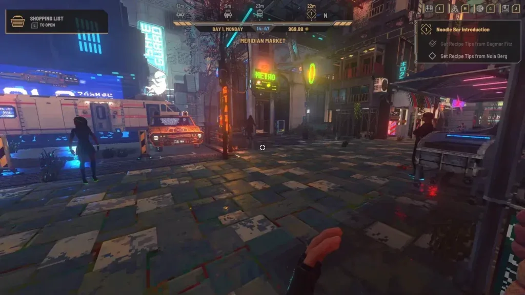 Meridian Market street and taxis with the HUD clock visible